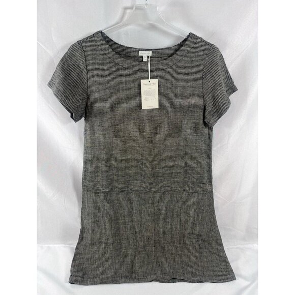 Garnet Hill Womens Dress Black Cream Size 10 A-Line 100% Linen NWT - Picture 1 of 8